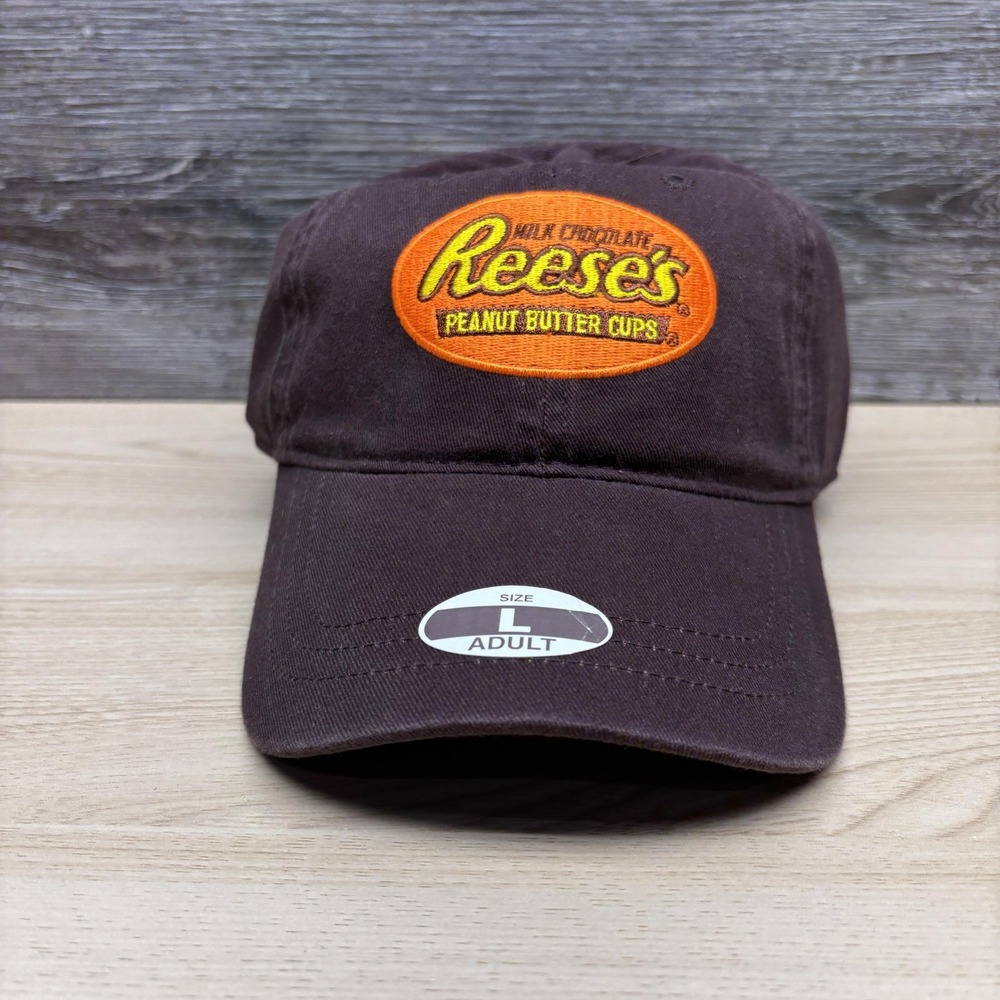 Reeses Hat Cap Baseball Strap Back Brown Embroidered Peanut Butter Cups Mens